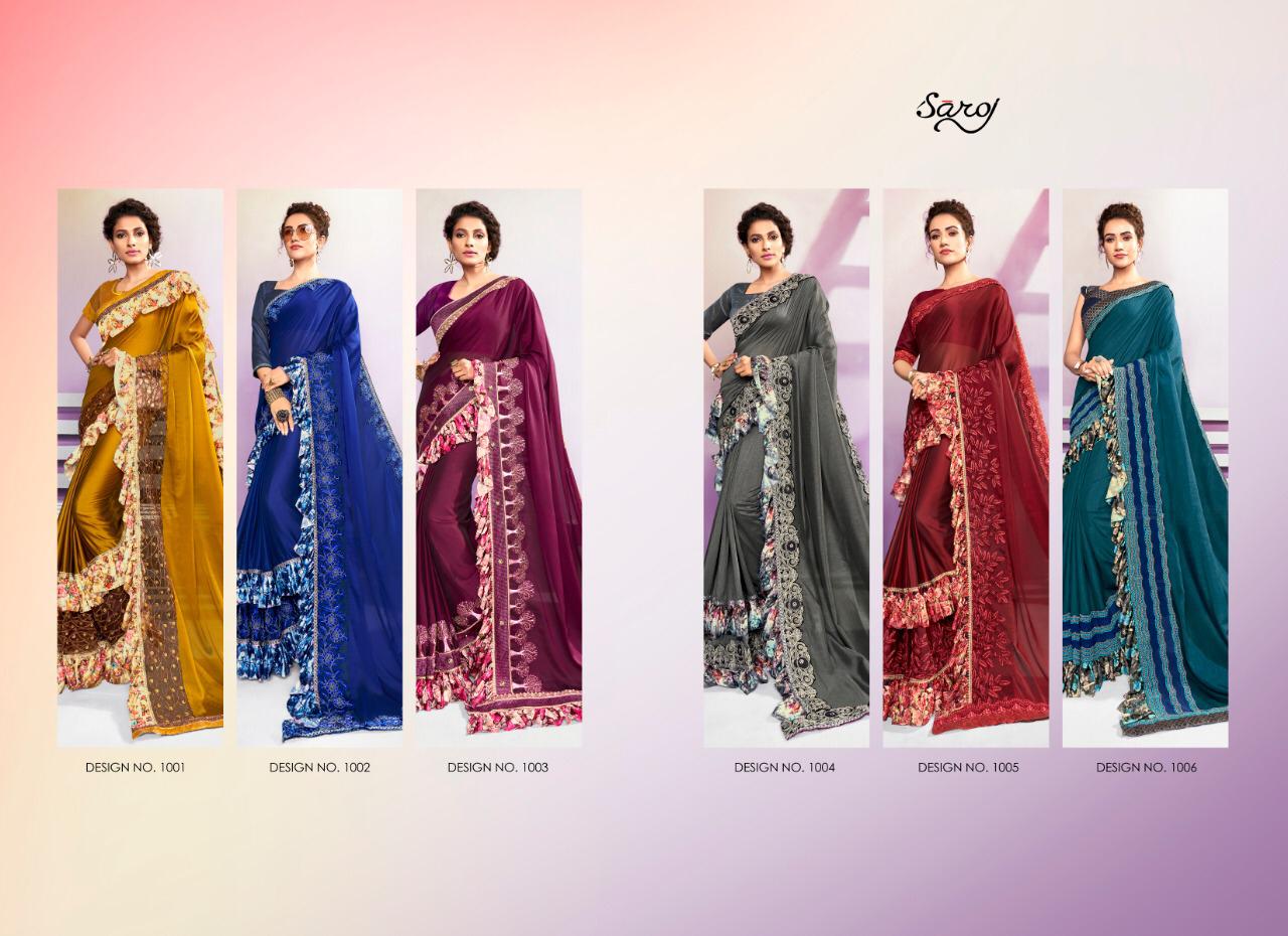 Saroj By Tani Bani Designer Silk Digital Satin Patta Sarees Catalogue