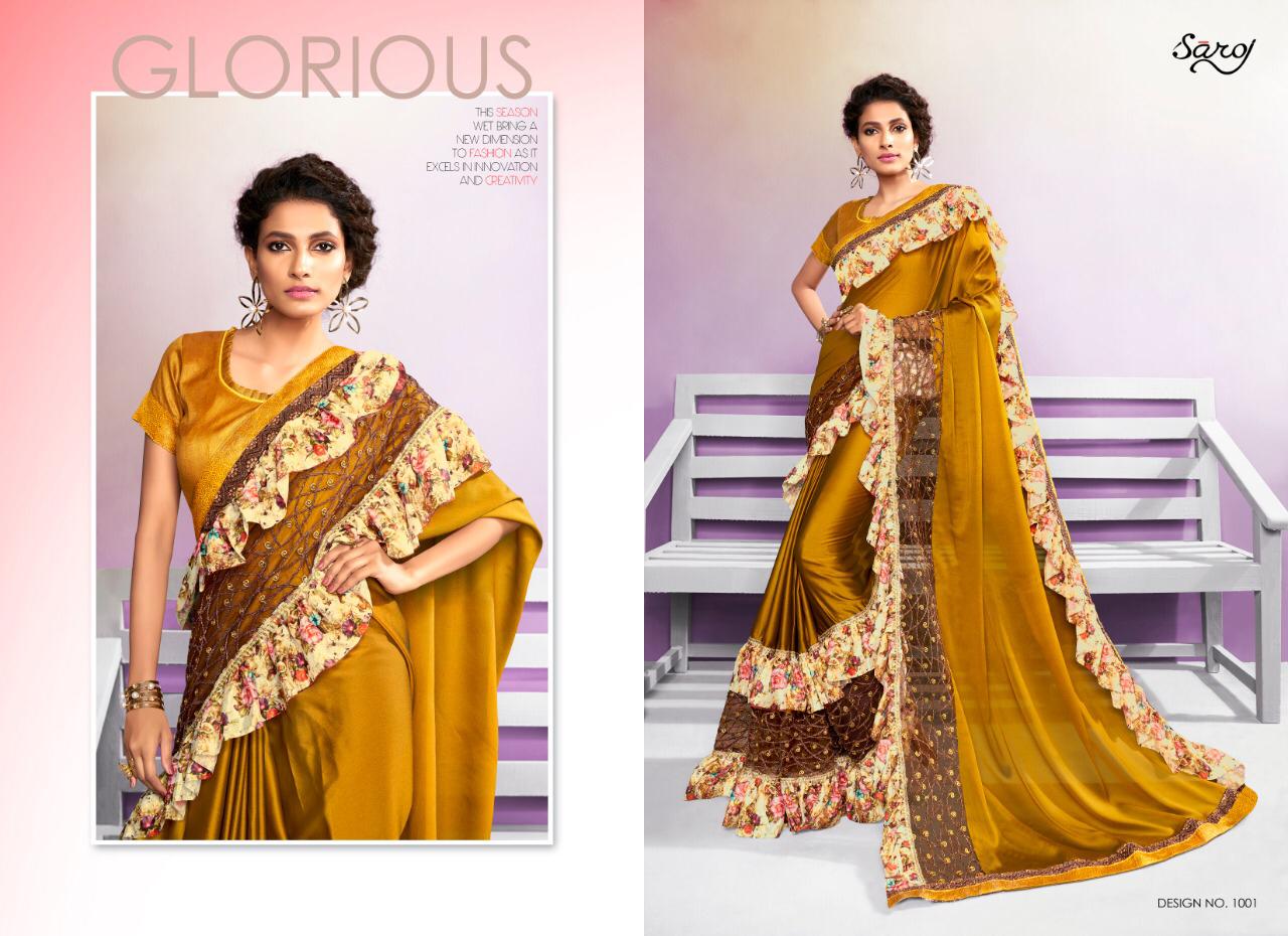 Saroj By Tani Bani Designer Silk Digital Satin Patta Sarees Catalogue