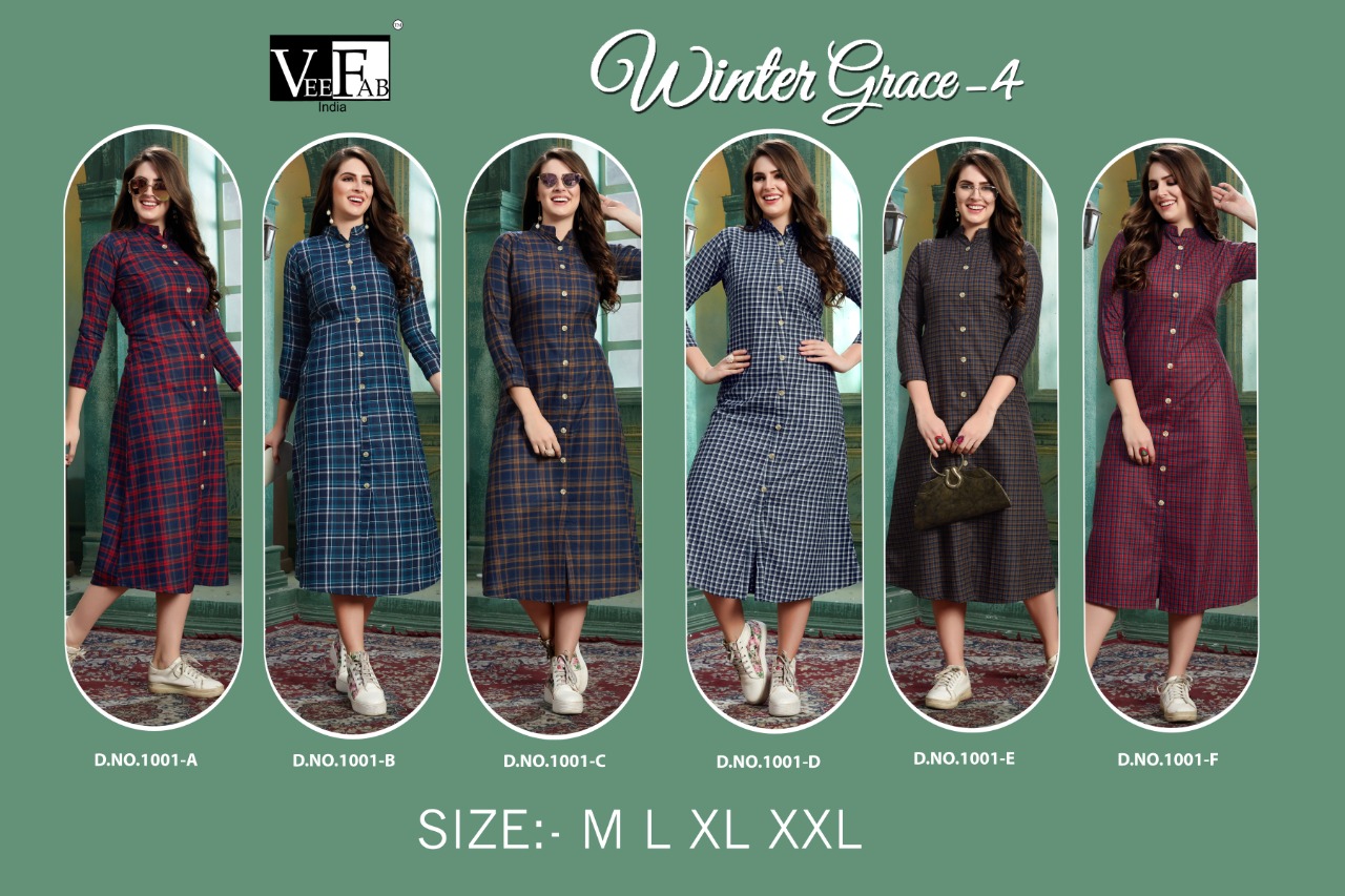 Vf By Winter Grace Vol 4 Casual Wear Stylish Kurti Collection