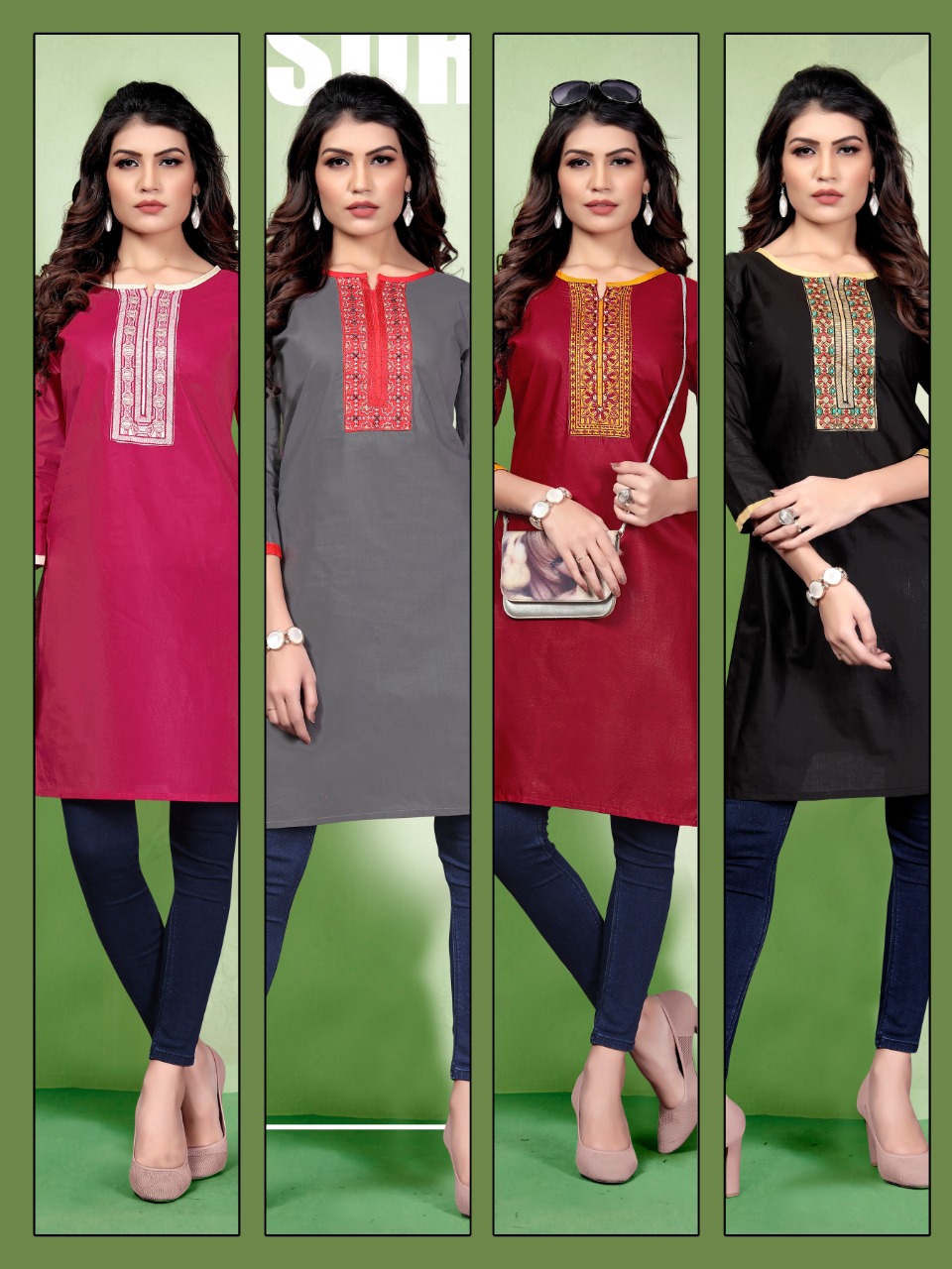 Watermelon Present Pari Casual Wear Kurtis Collection.