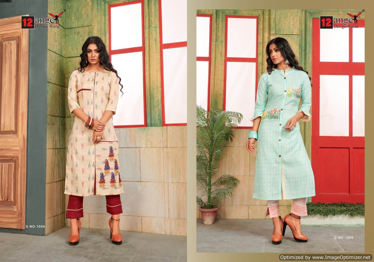 12 Angel By Lara Rayon Casual Wear Kurti With Bottom Collection.