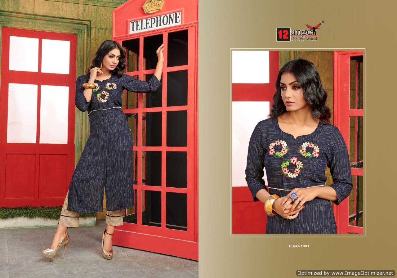 12 Angel By Lara Rayon Casual Wear Kurti With Bottom Collection.