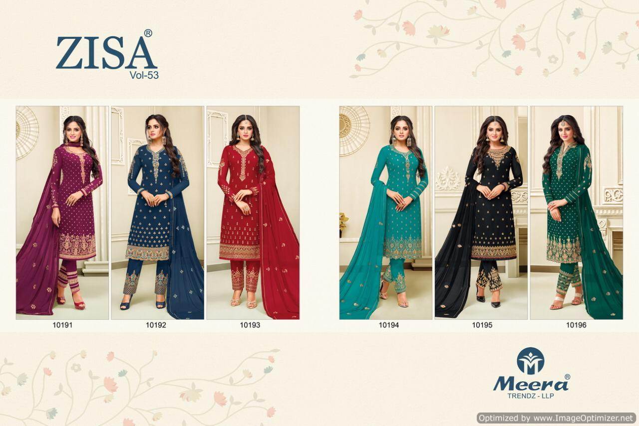 Meera Presents Zisa Vol 53 Faux Georgette Embroidered Designer Salwar Suits