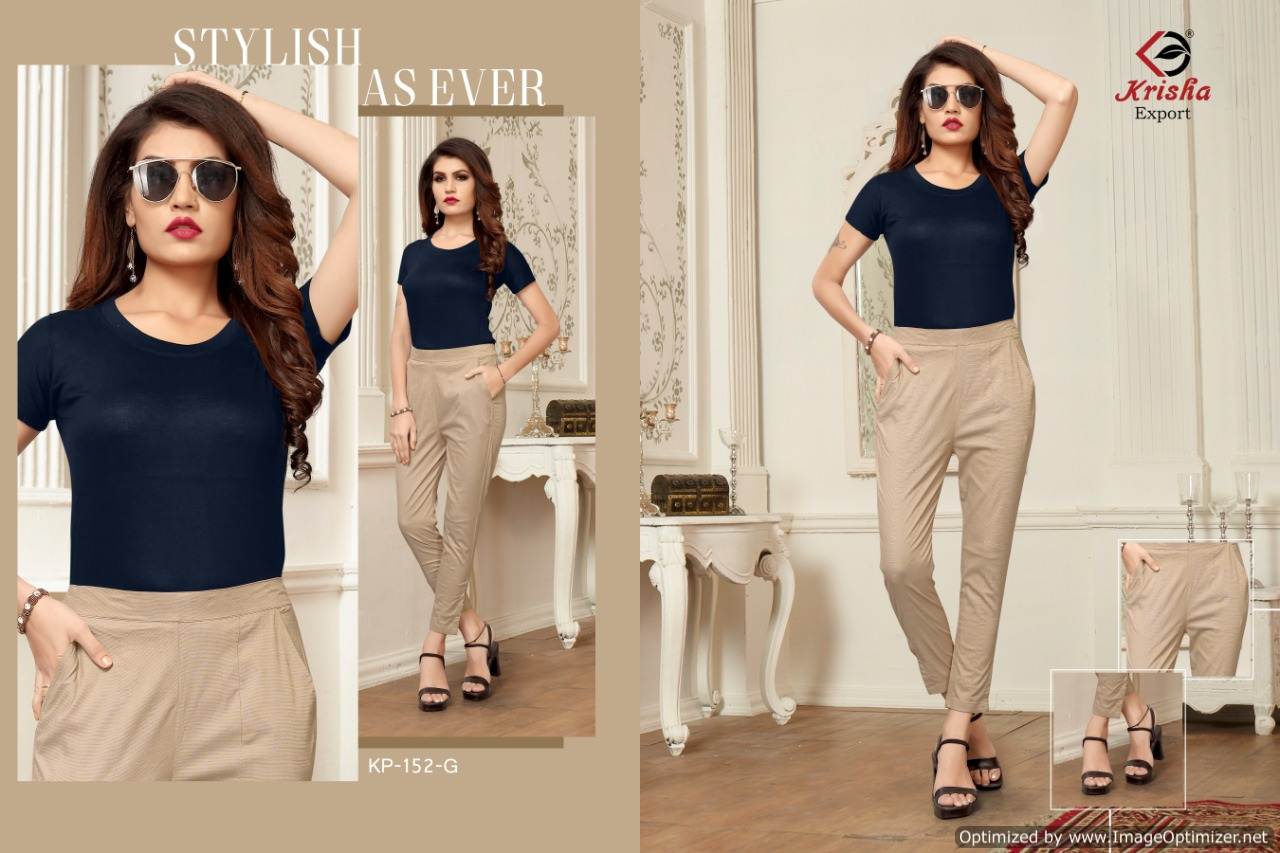 Krisha  By Signature Rayon Slub Lycra Pant Collection