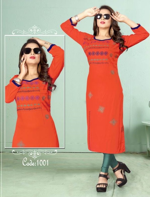 Poorvi  By Culture 1 Heavy Rayon Hand Worked Kurti Collection