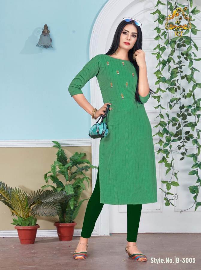 Rt   Present  Blaze Rayon Plain Running Wear Kurti Collection