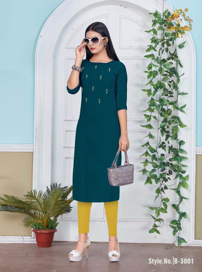 Rt   Present  Blaze Rayon Plain Running Wear Kurti Collection