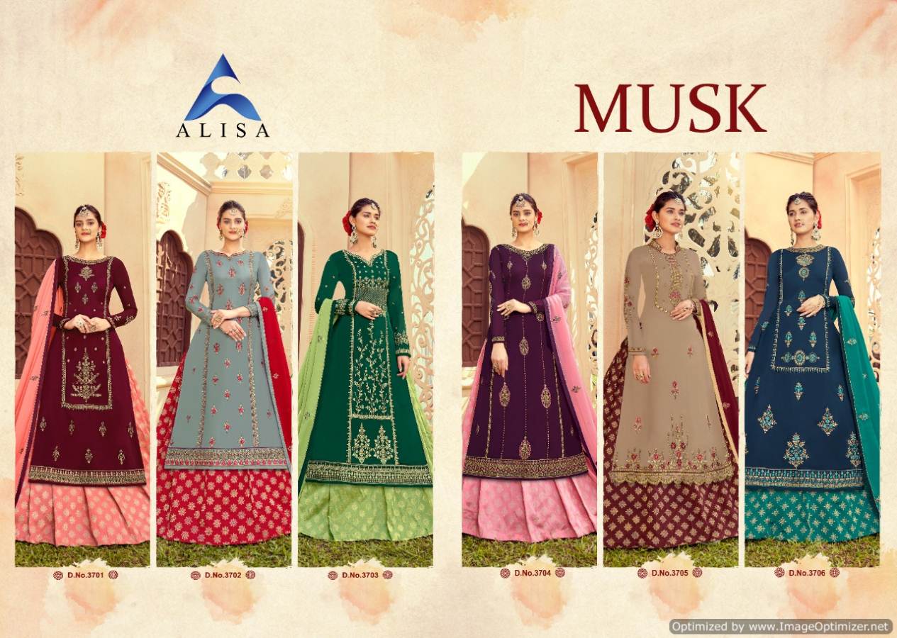 Alisa Present Musk Embroidered Salwar Suits Collection.