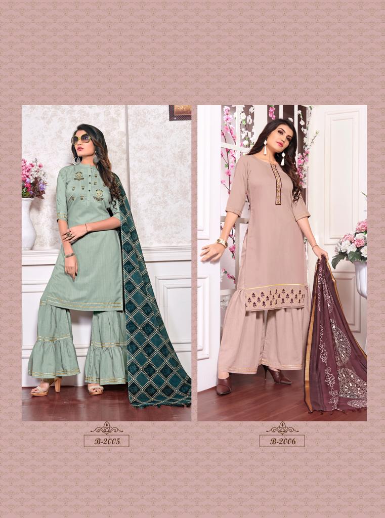 Rt Present Pastel Vol 2 Kurtis Plazzogharara & Dupatta Catalogue