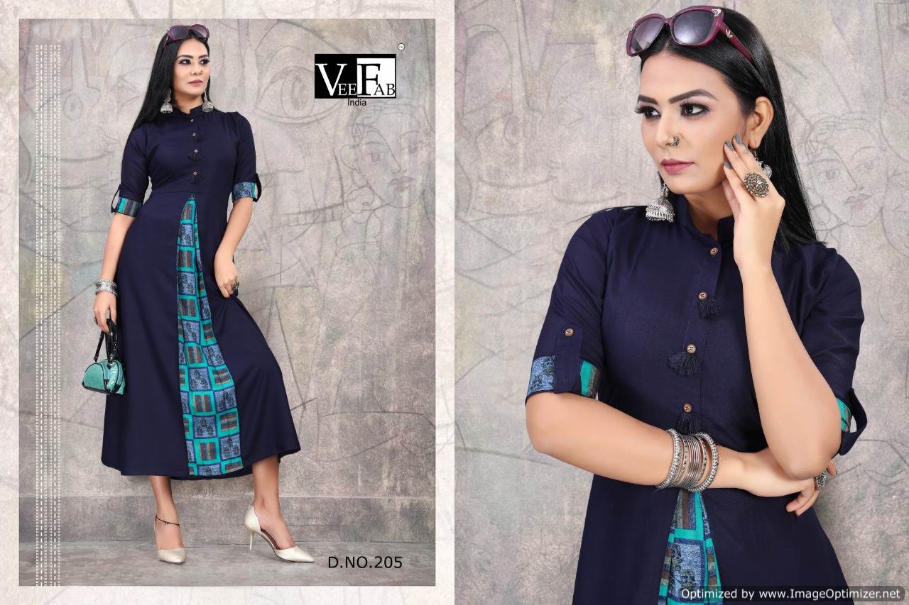 Vf By  Crackles 2 Heavy Rayon Dyed Printed Designer Kurti