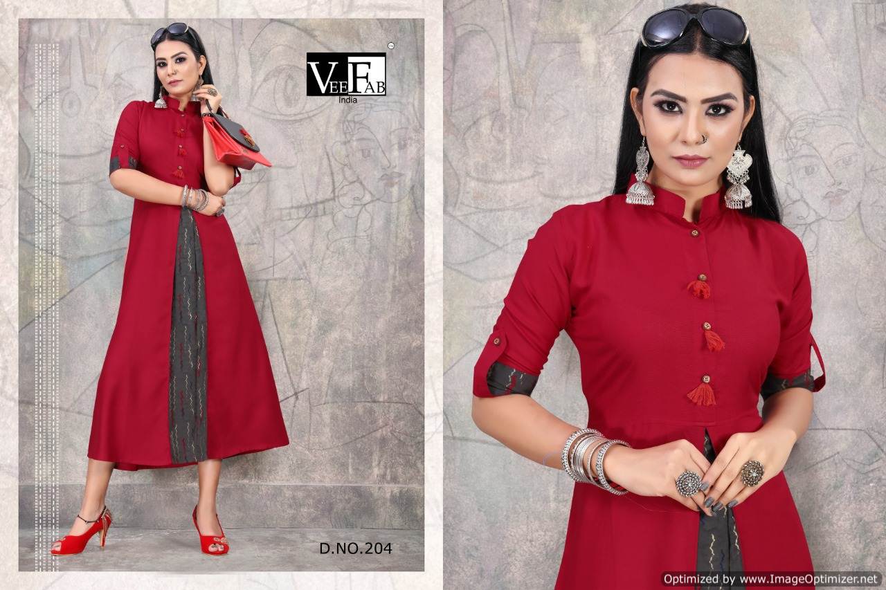 Vf By  Crackles 2 Heavy Rayon Dyed Printed Designer Kurti