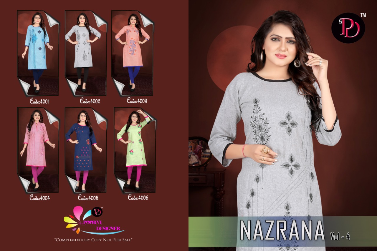 Poorvi Present Nazrana Vol 4 Kurtis Catalogue