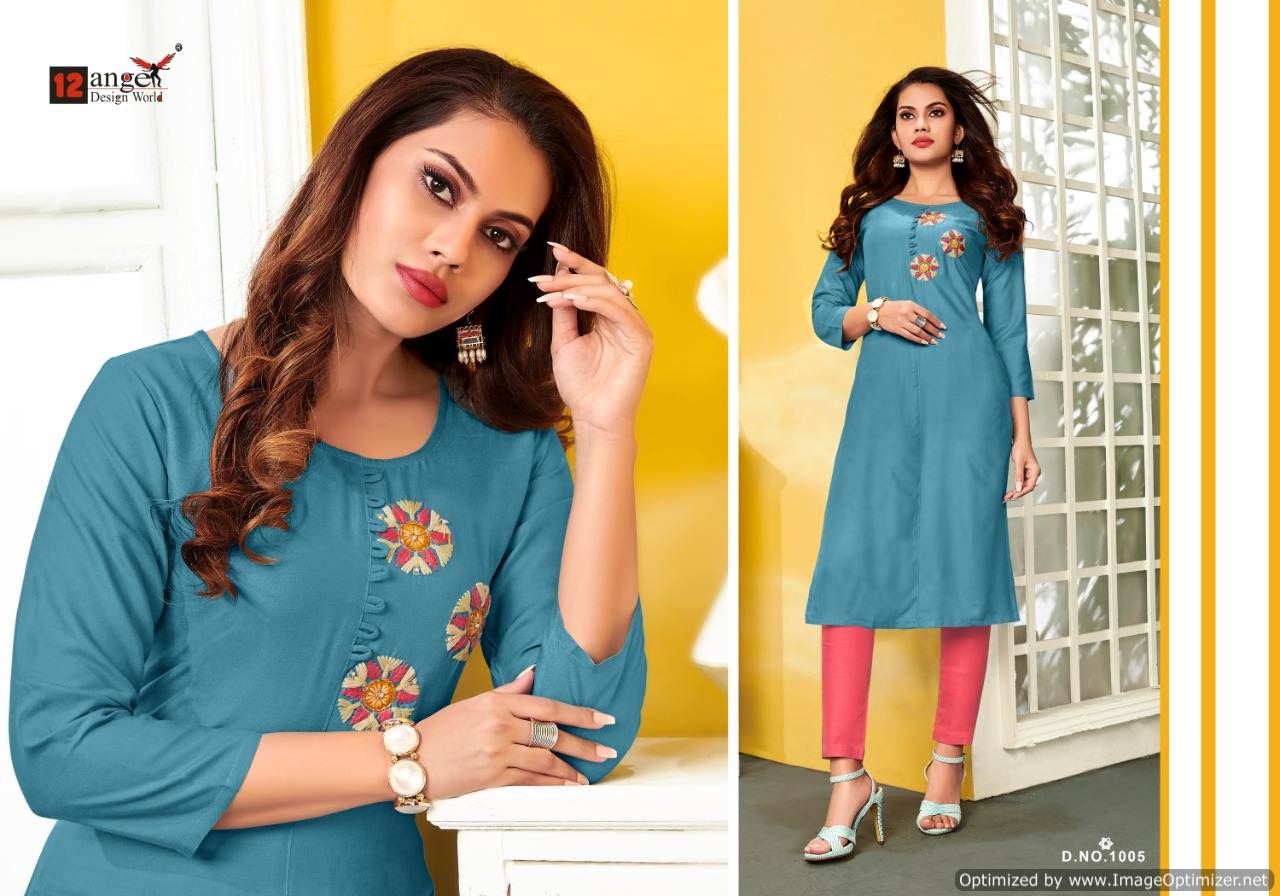 12angel Present Tiktok Casual Wear Kurtis Catalogue