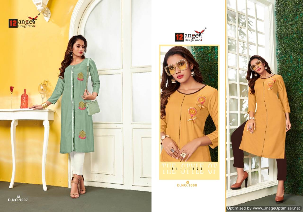 12angel Present Tiktok Casual Wear Kurtis Catalogue