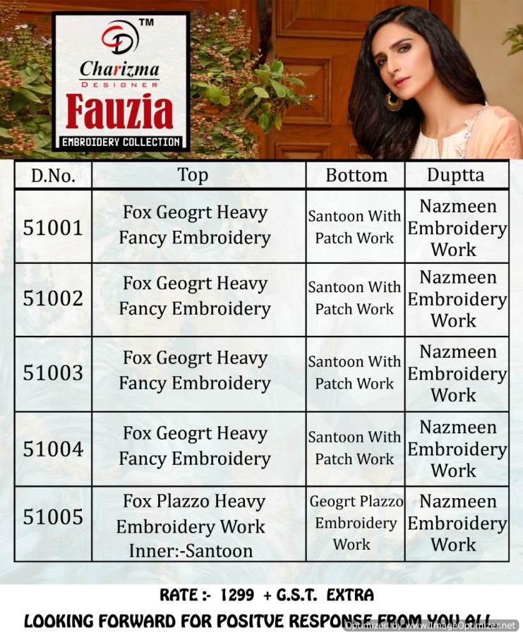 Charizma Present Fauzia Designer Pakistani Suits Collection.