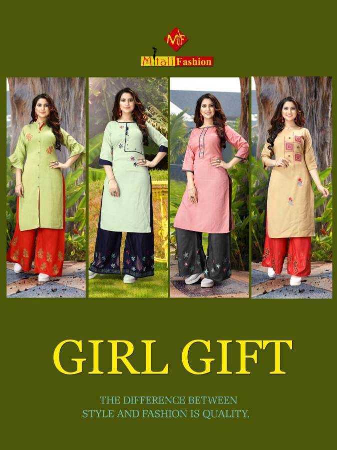 Mitali Present Girl Gift Kurti With Bottom Collection