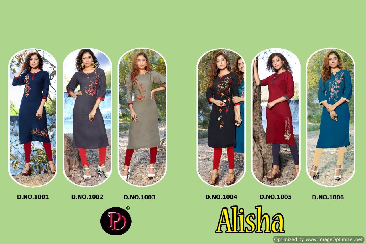 Poorvi By  Alisha Heavy Rayon Casual Wear Kurti Collection