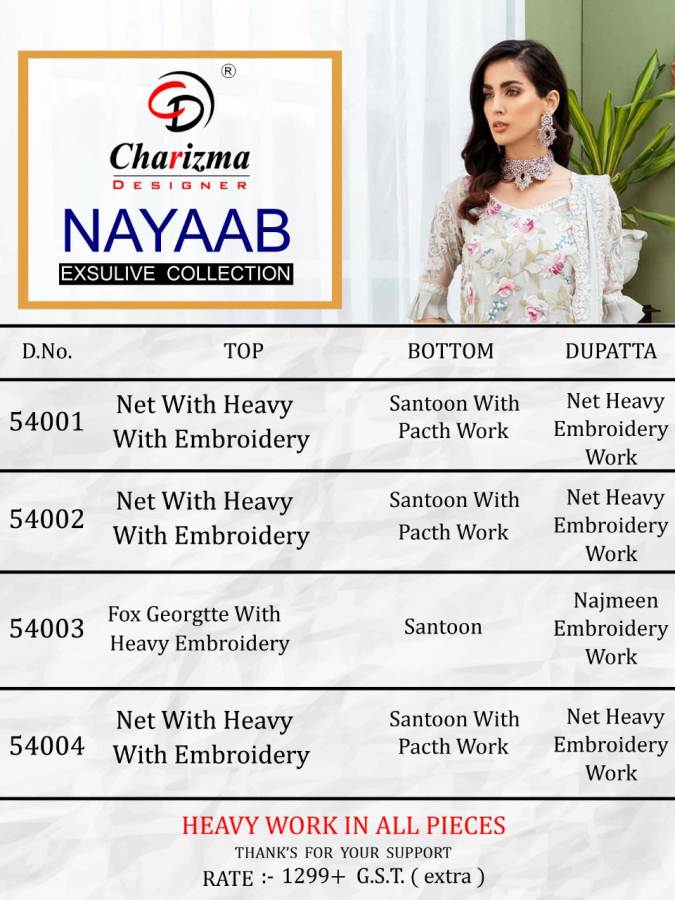 Charizma Present Nayaab Pakistani Suits Collection