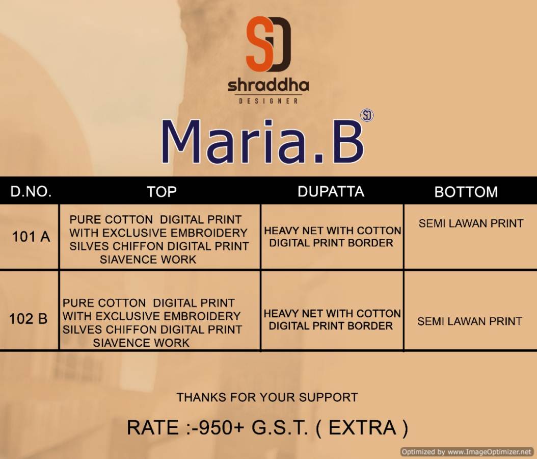 Shraddha Present Maria B Vol 101 Pakistani Suits