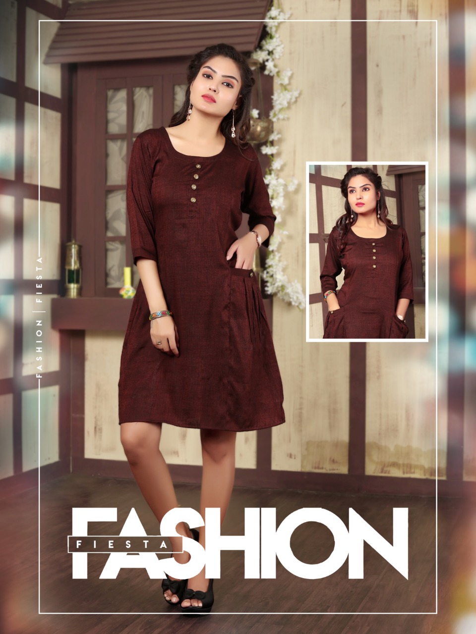 Daisy Two Tone Rayon Round Kurti Collection