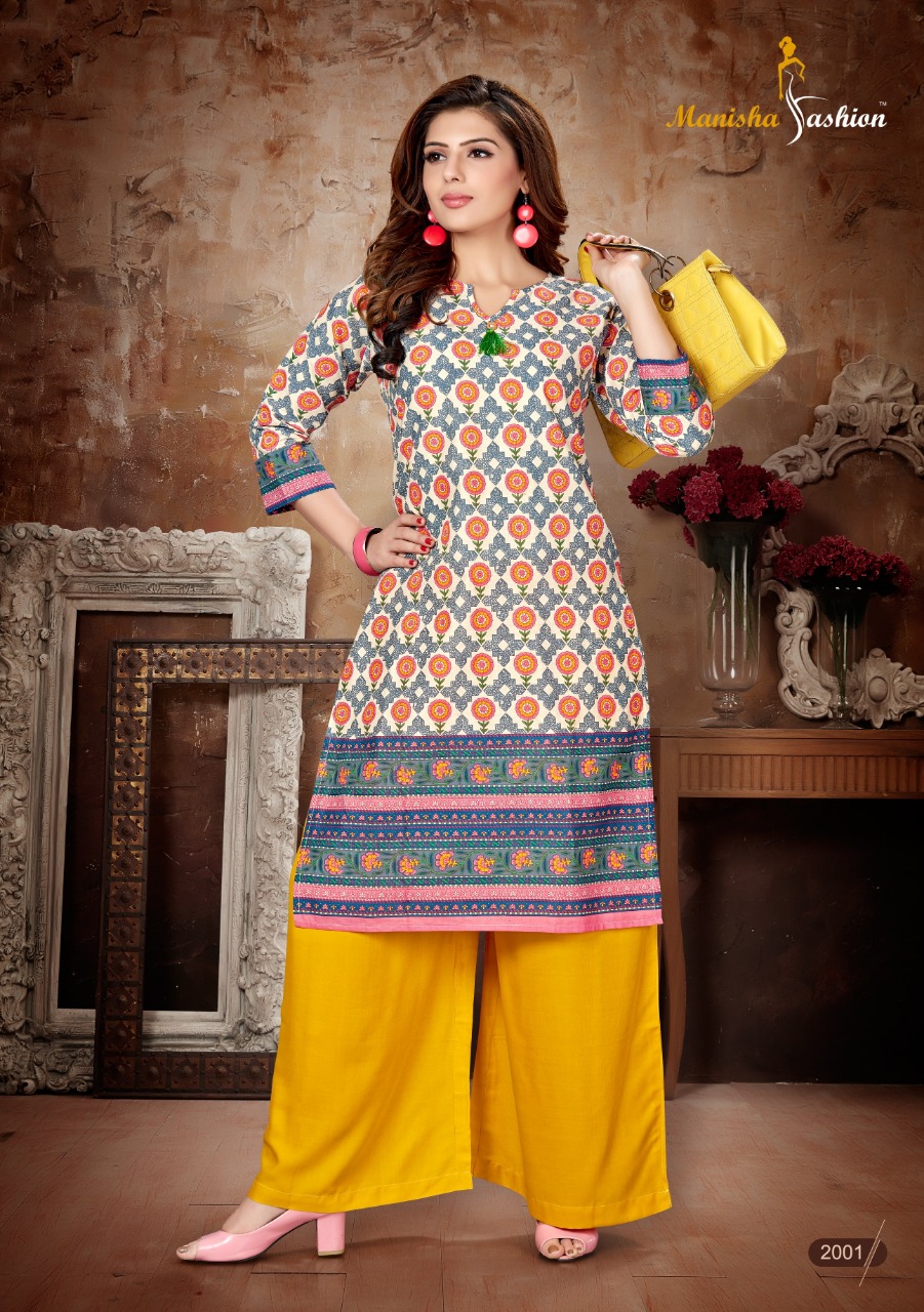 Manisha Fashion Present Melania Vol 2 Kurtis With Plazzo Collection.