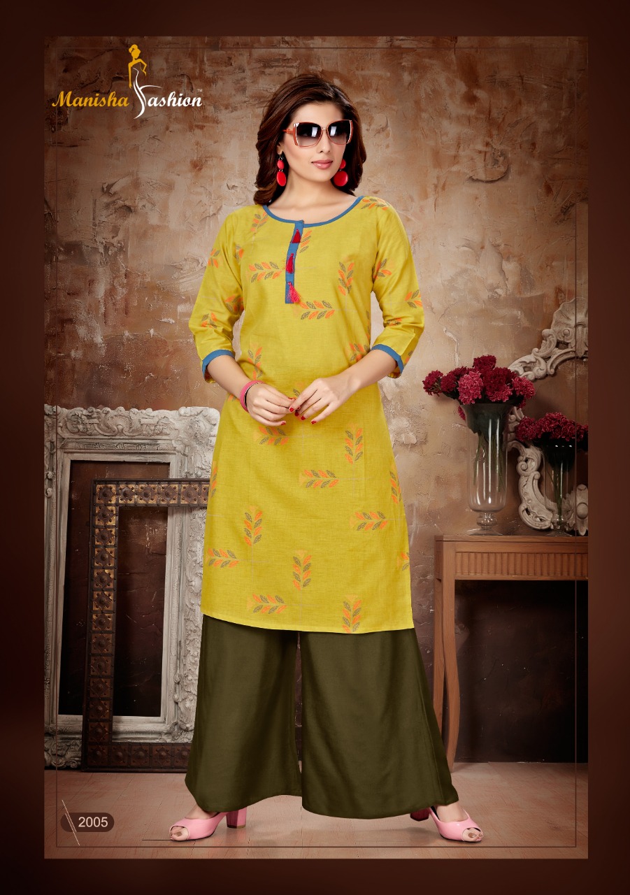 Manisha Fashion Present Melania Vol 2 Kurtis With Plazzo Collection.