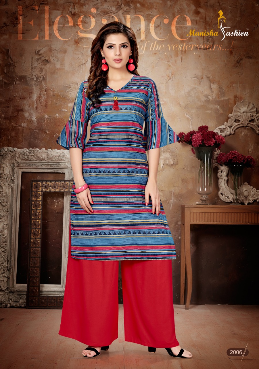 Manisha Fashion Present Melania Vol 2 Kurtis With Plazzo Collection.