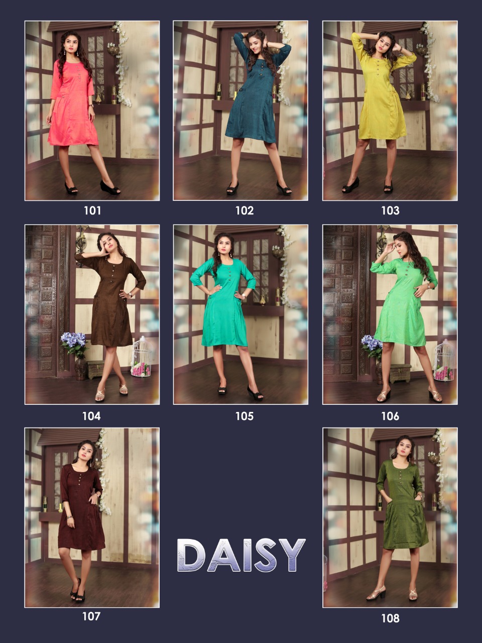 Daisy Two Tone Rayon Round Kurti Collection