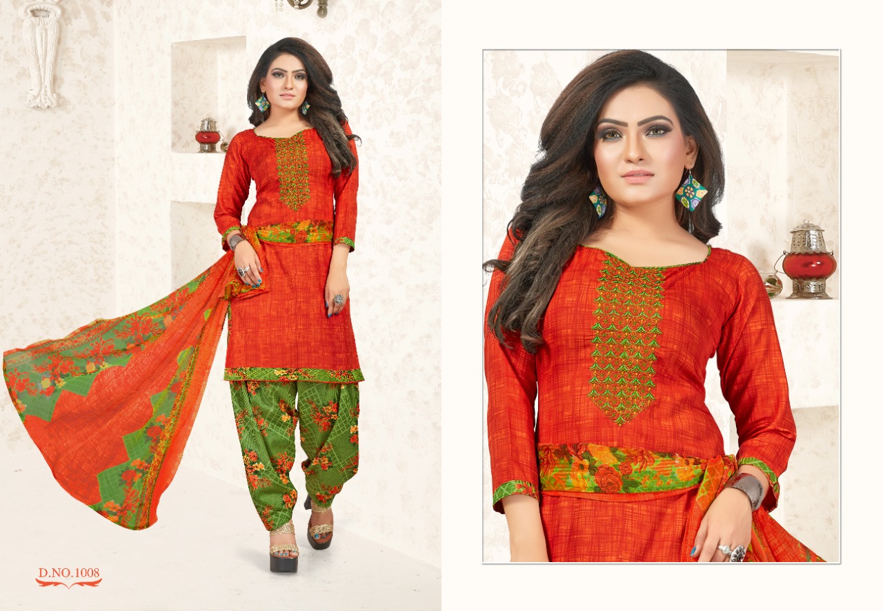 7 Clouds Presents Patiyala Magic Collection Of Pure Cotton Printed Dress Materials