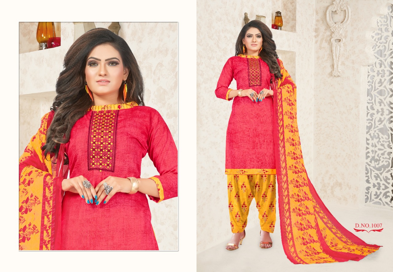 7 Clouds Presents Patiyala Magic Collection Of Pure Cotton Printed Dress Materials