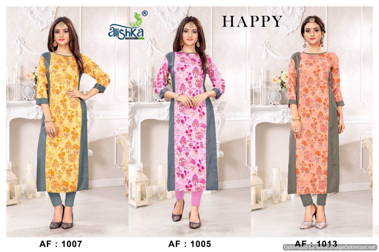 Alishka Presents Happy Collection Of Heavy Rayon Printed Casual Kurtis