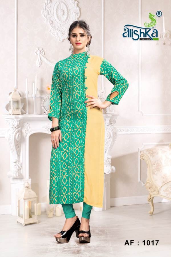 Alishka Presents Lemon Collection Of Rayon Printed Casual Kurtis