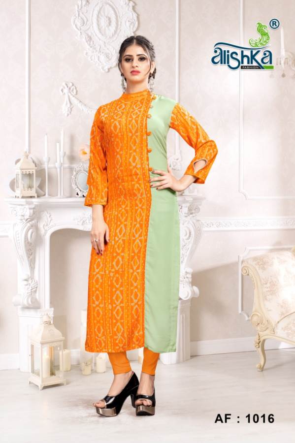 Alishka Presents Lemon Collection Of Rayon Printed Casual Kurtis