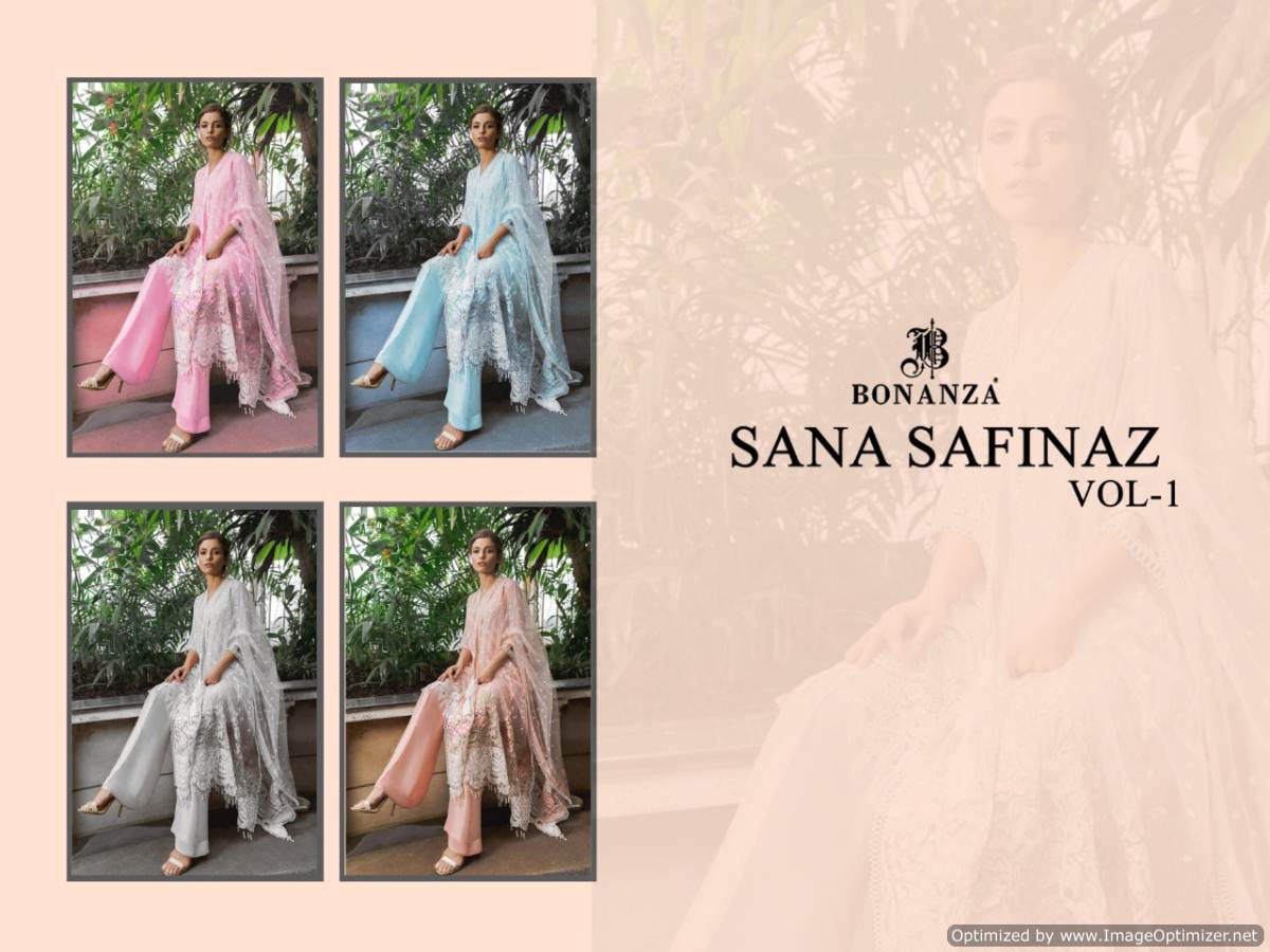 Bonanza Presents Sana Safinaz 1 Collection Of Pure Cotton With Chikaari Work Pakistani Suit