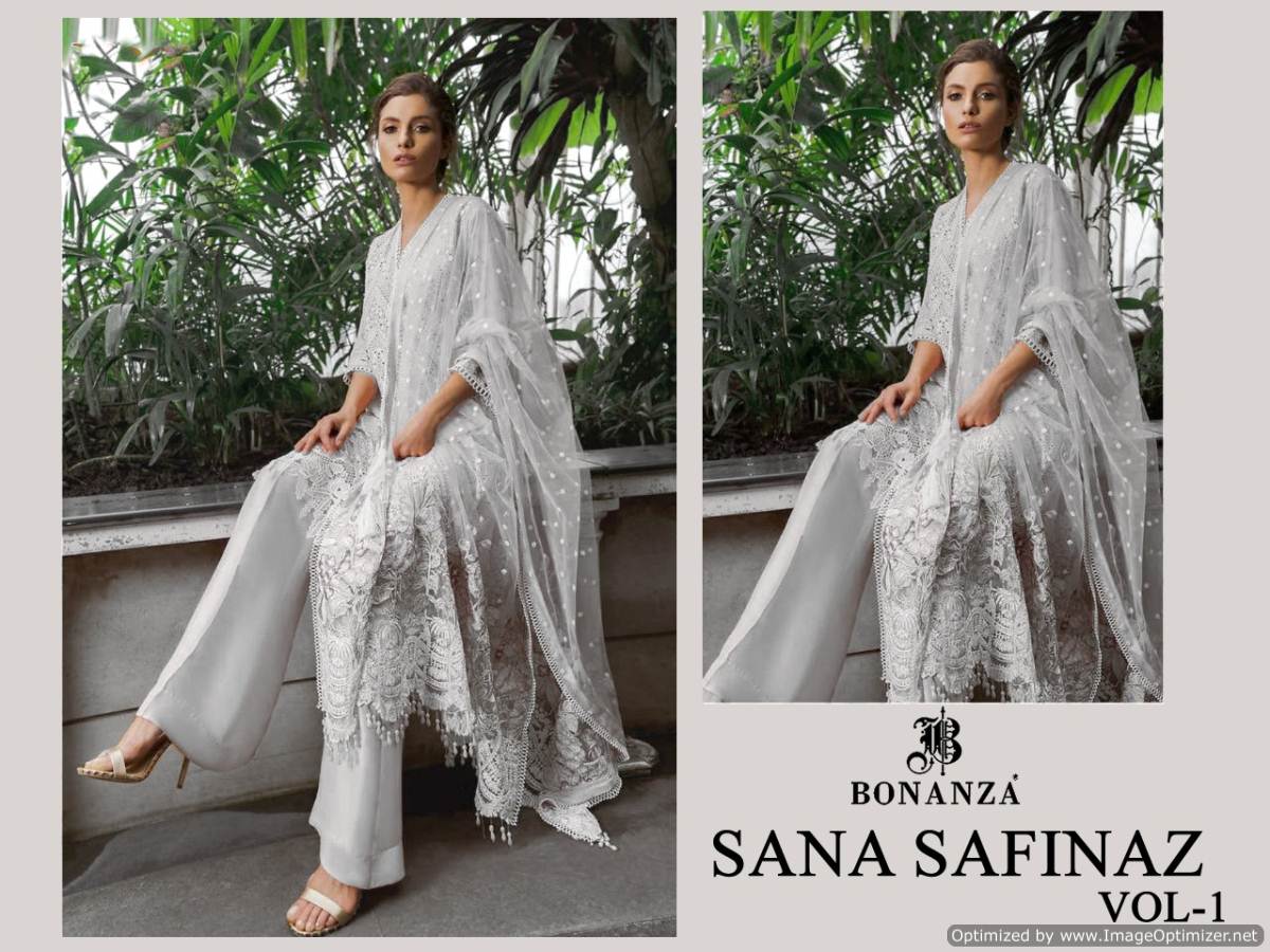 Bonanza Presents Sana Safinaz 1 Collection Of Pure Cotton With Chikaari Work Pakistani Suit