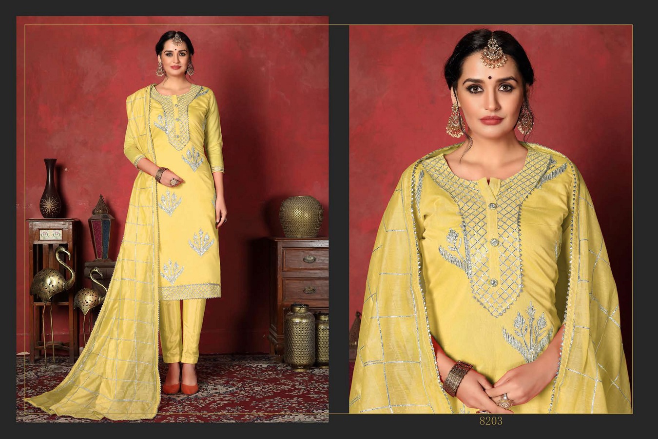 Dwija Presents Rani Collection Of Heavy Silk Dress Materials