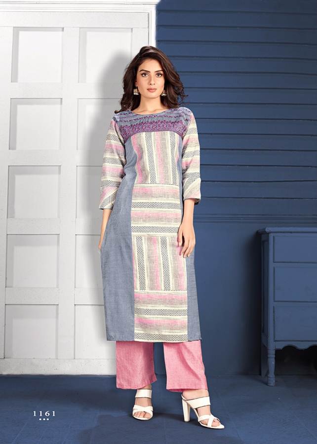 Fc Manya Blue Bell 2 Collection Of Printed Straight-cut Kurti With Pant