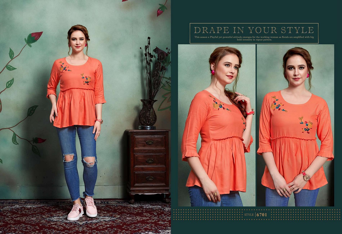 Fc Micro Suhanaa Collection Of Self Embroidered Fancy Top