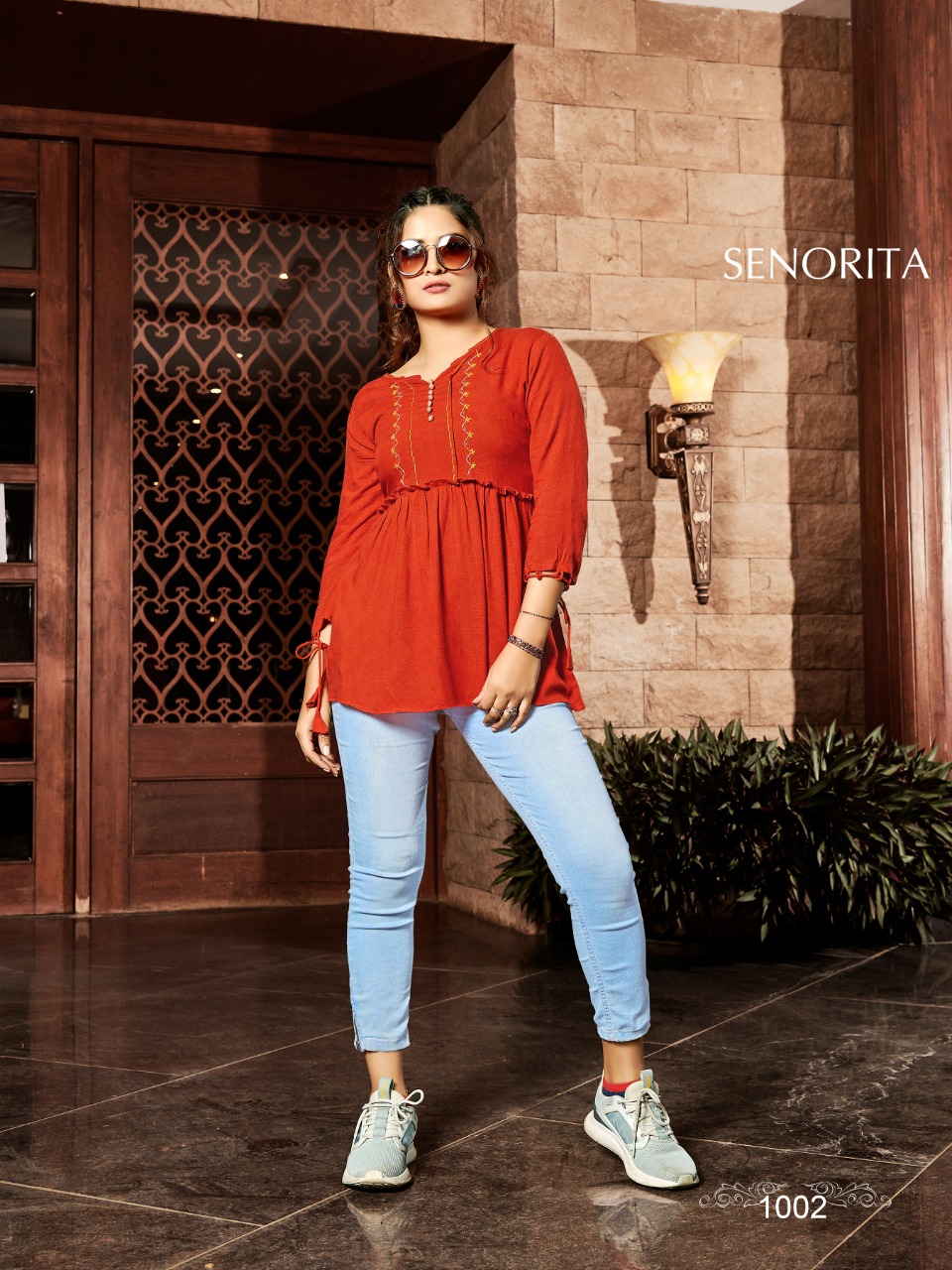 Fc Senorita Collection Of Rayon Handwork With Print Top