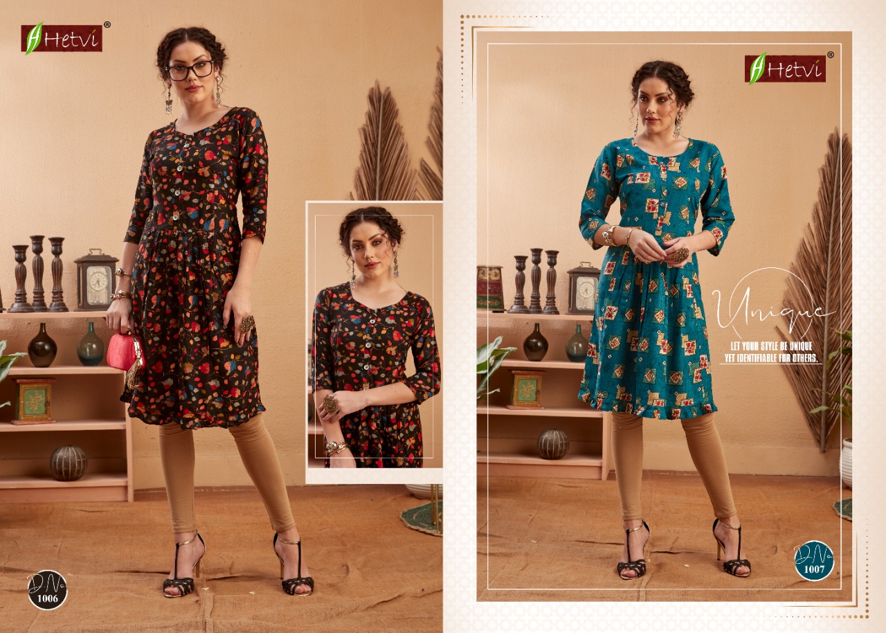 Hetvi Presents Damini Collection Of Rayon Printed Casual Wear Kurtis