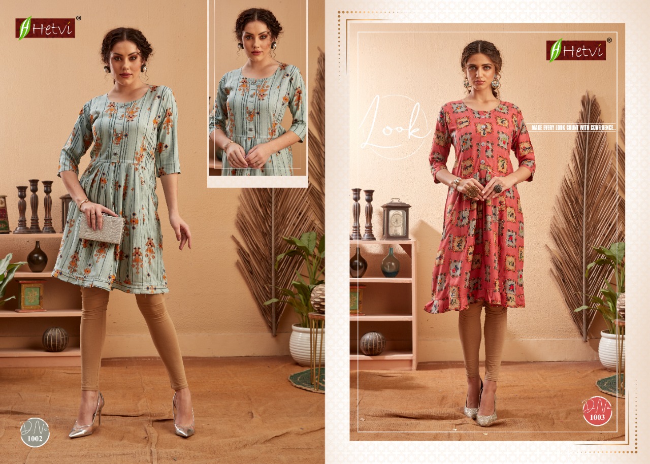 Hetvi Presents Damini Collection Of Rayon Printed Casual Wear Kurtis