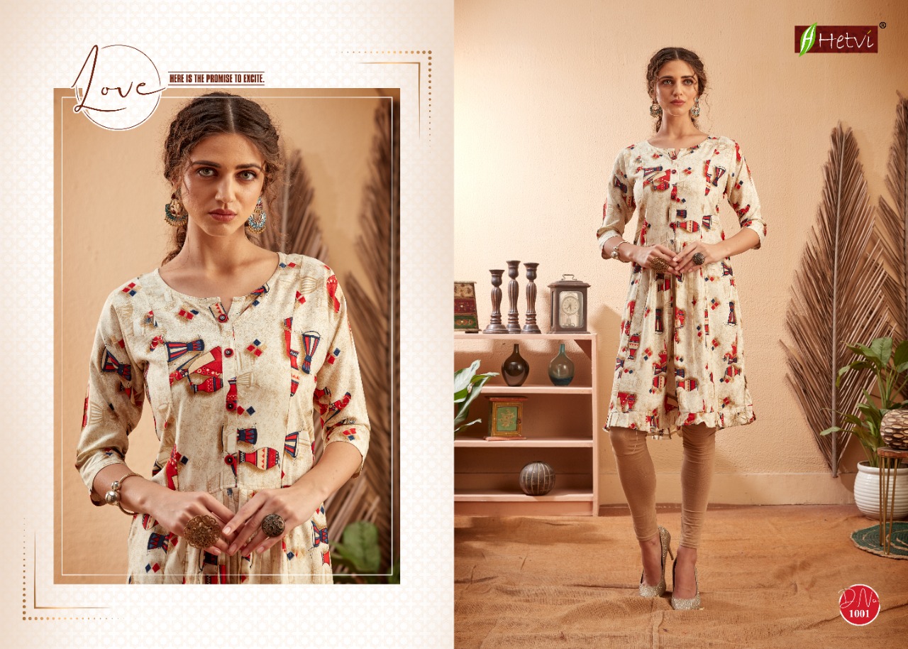 Hetvi Presents Damini Collection Of Rayon Printed Casual Wear Kurtis