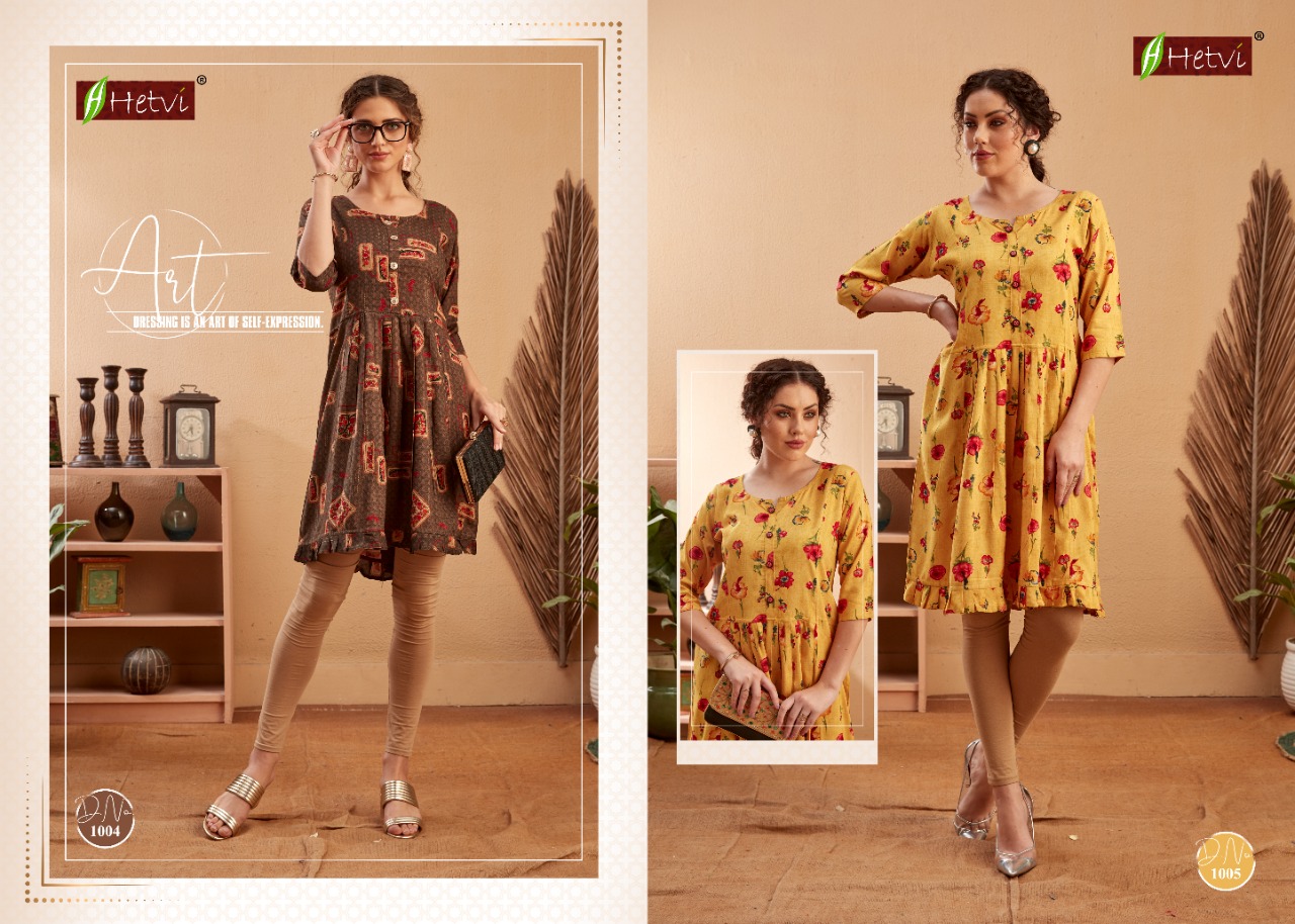 Hetvi Presents Damini Collection Of Rayon Printed Casual Wear Kurtis