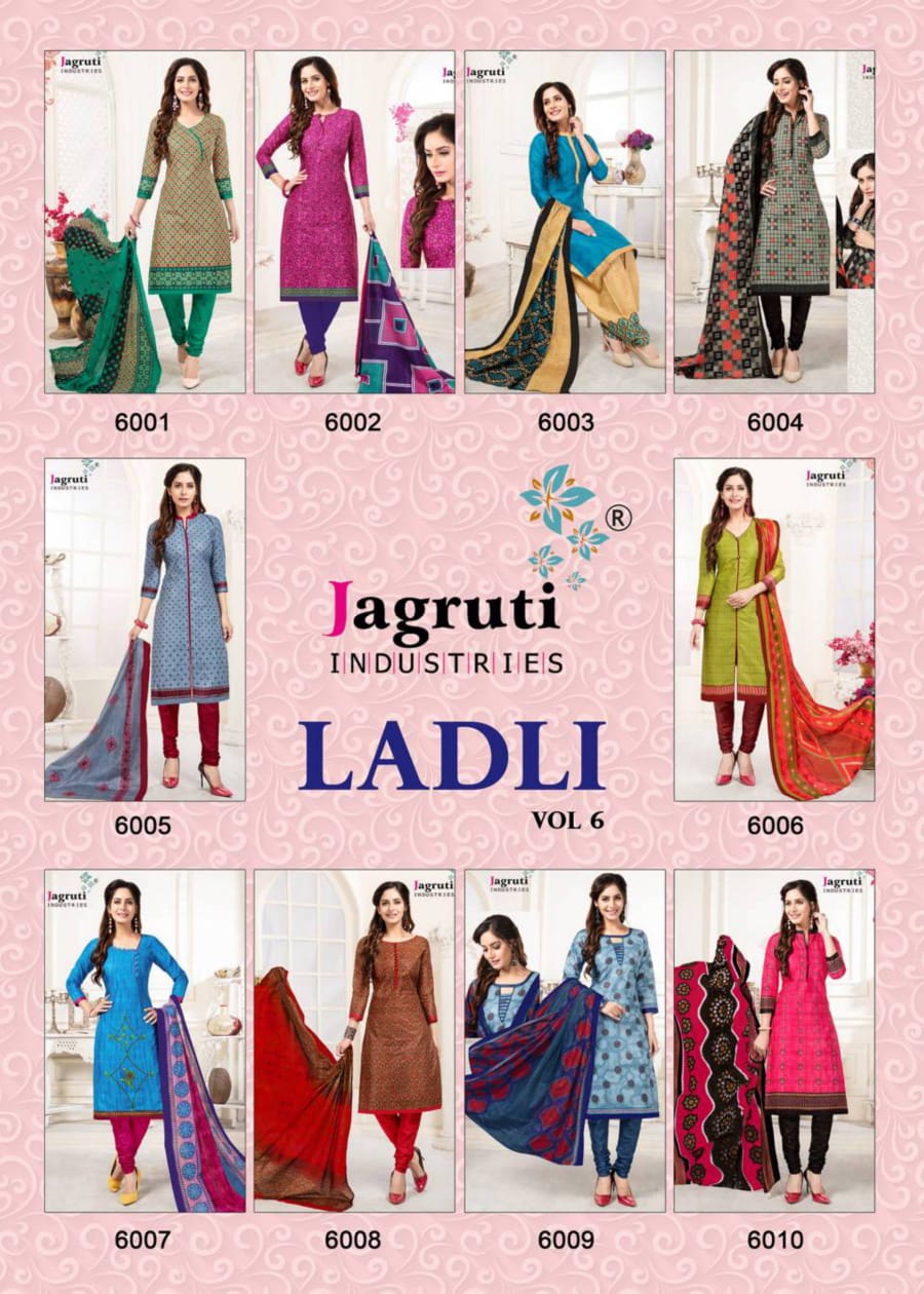 Jagruti Presents Ladli 6 Collection Of Cotton Printed Casual Wear Dress Materials