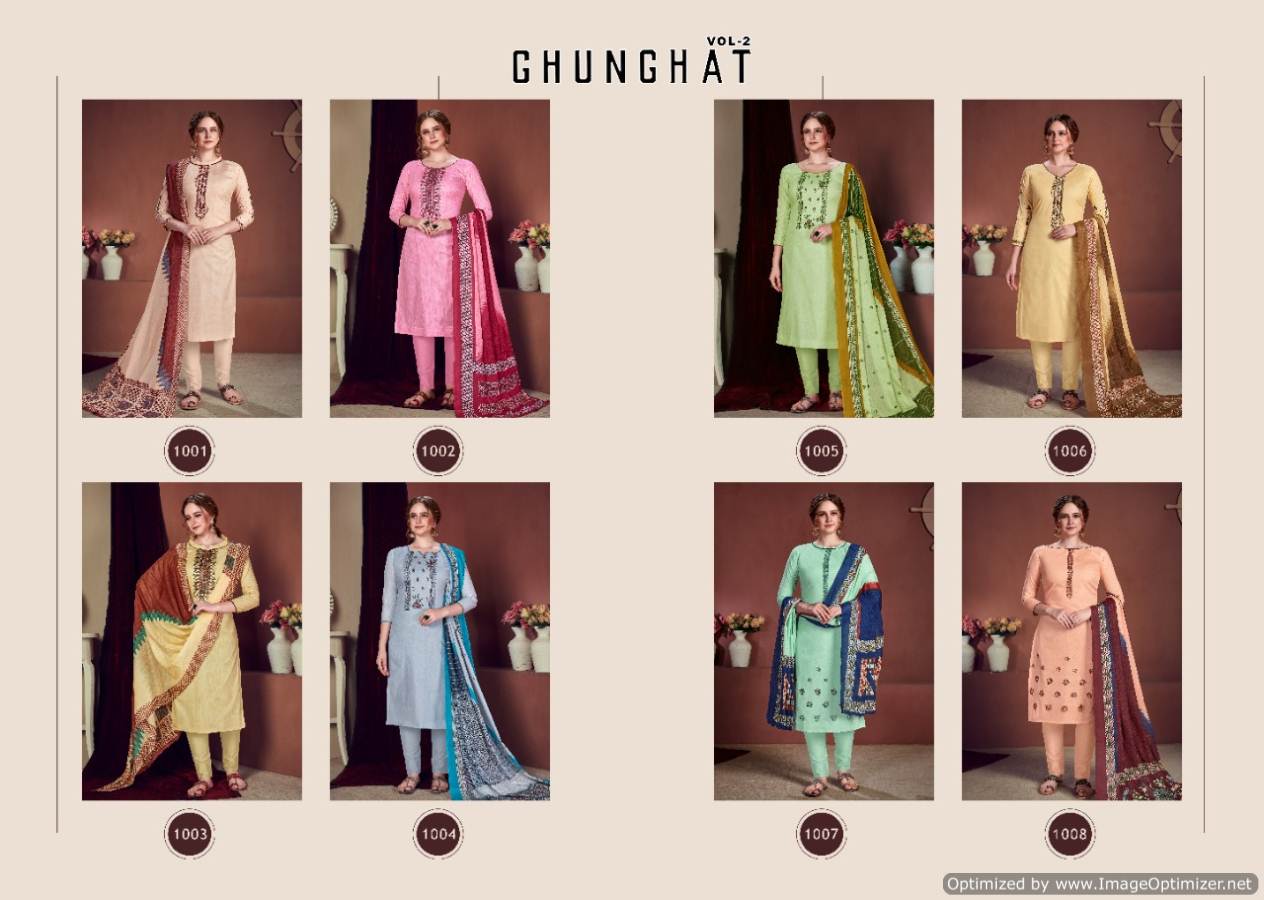 Kaara Presents Ghunghat 2 Collection Of Few Embroidered Cotton Dress Materials