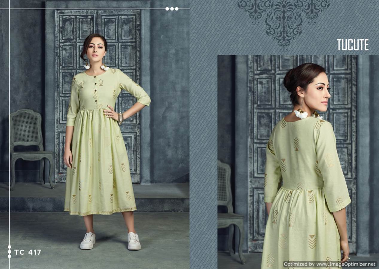 Karma Presents Tucute 414 Series Collection Of Rayon Rich Look Casual Wear Kurtis