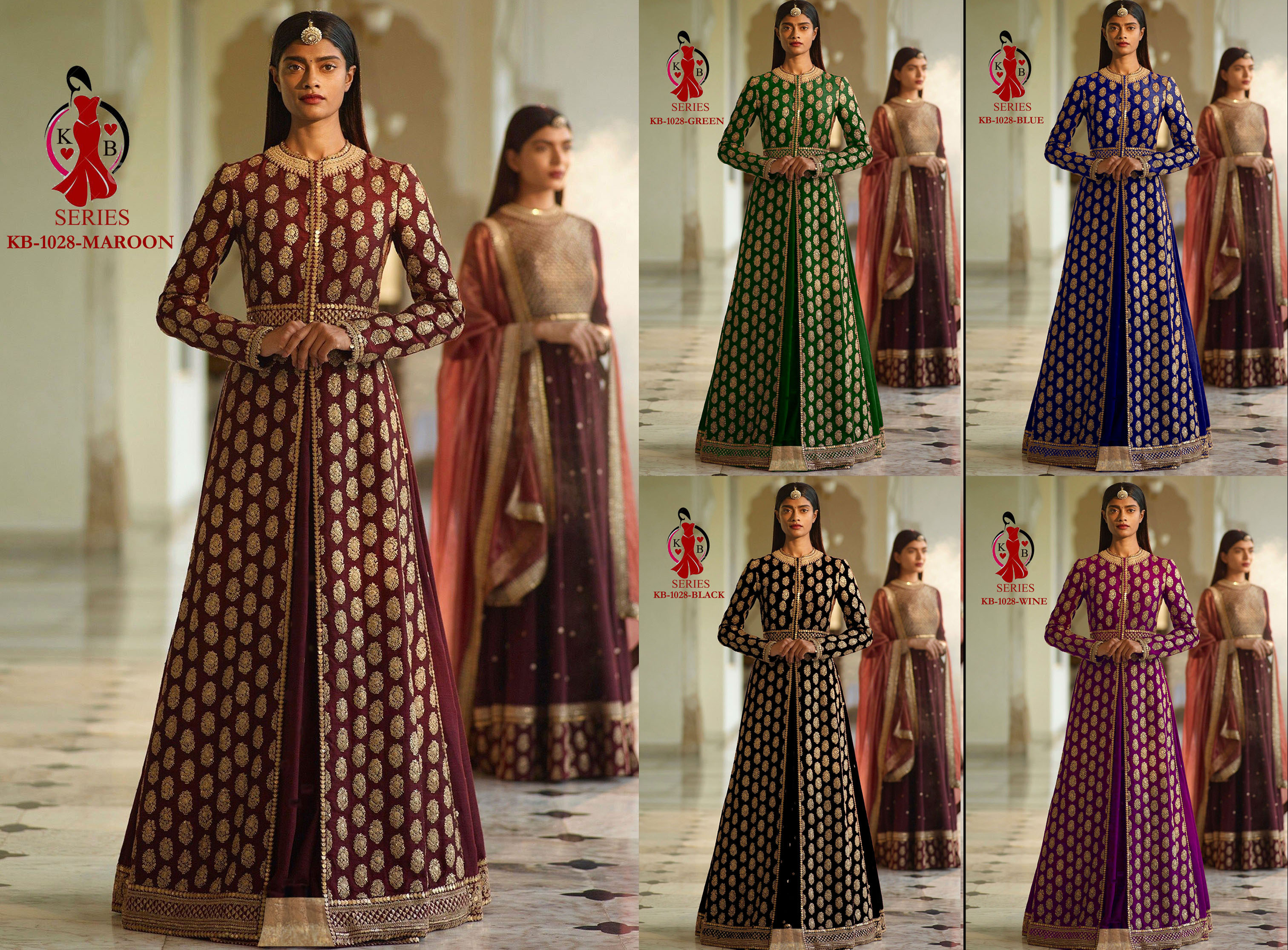 Kb Series Presents 1028 Colours Collection Of Heavy Silk Embroidered Eid Special Lehenga Suits