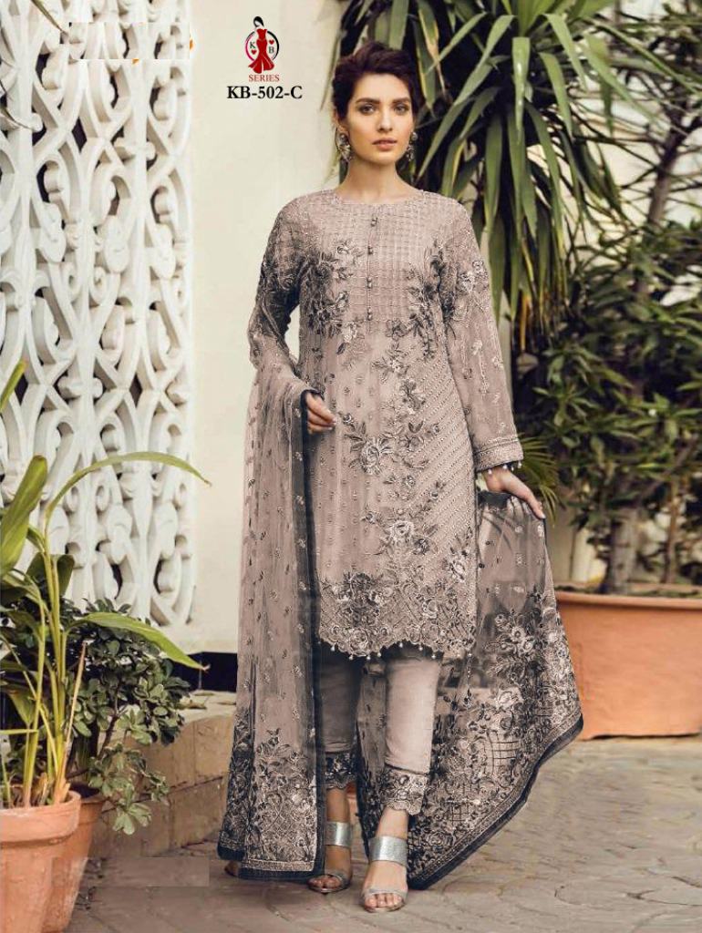 Kb Series Presents Super Hit 502 Colors Collection Of Heavy Georgette Embroidered Designer Salwar Suit