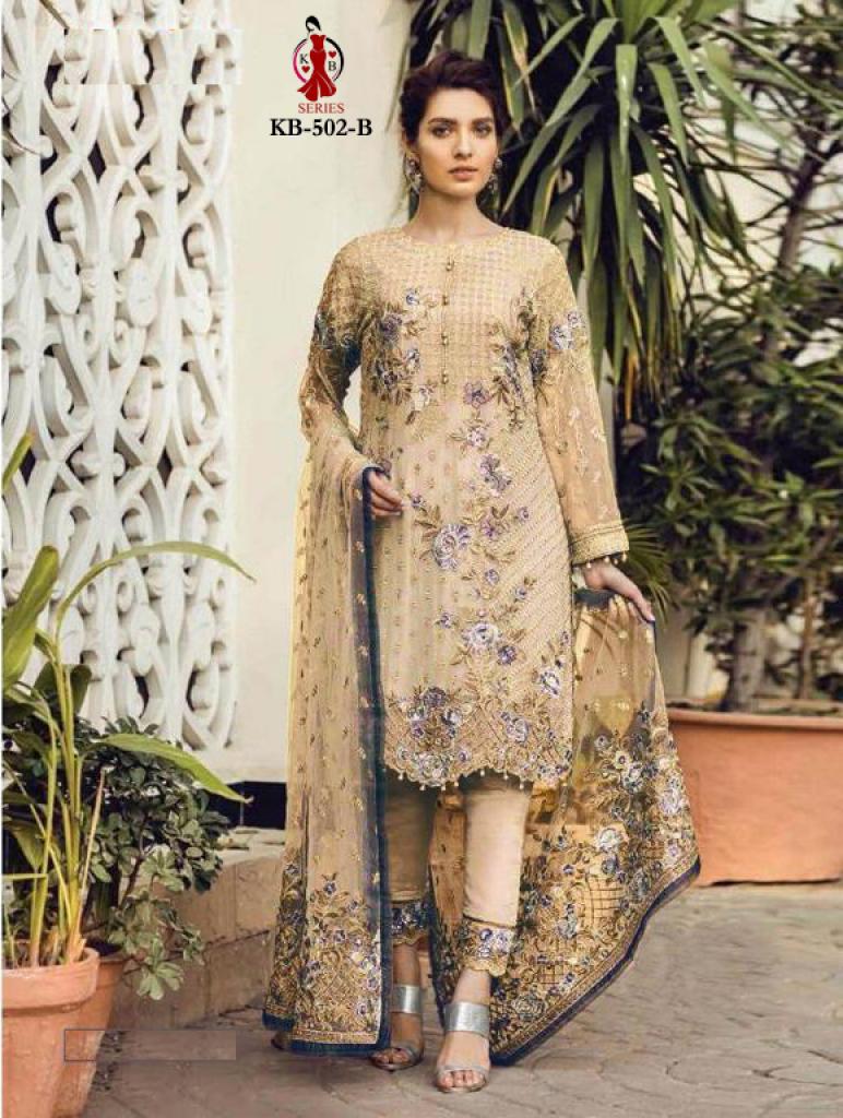 Kb Series Presents Super Hit 502 Colors Collection Of Heavy Georgette Embroidered Designer Salwar Suit