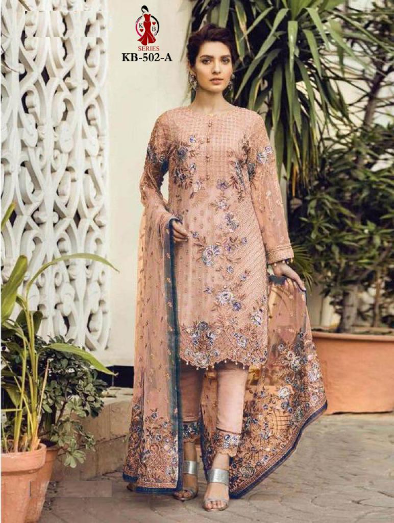 Kb Series Presents Super Hit 502 Colors Collection Of Heavy Georgette Embroidered Designer Salwar Suit